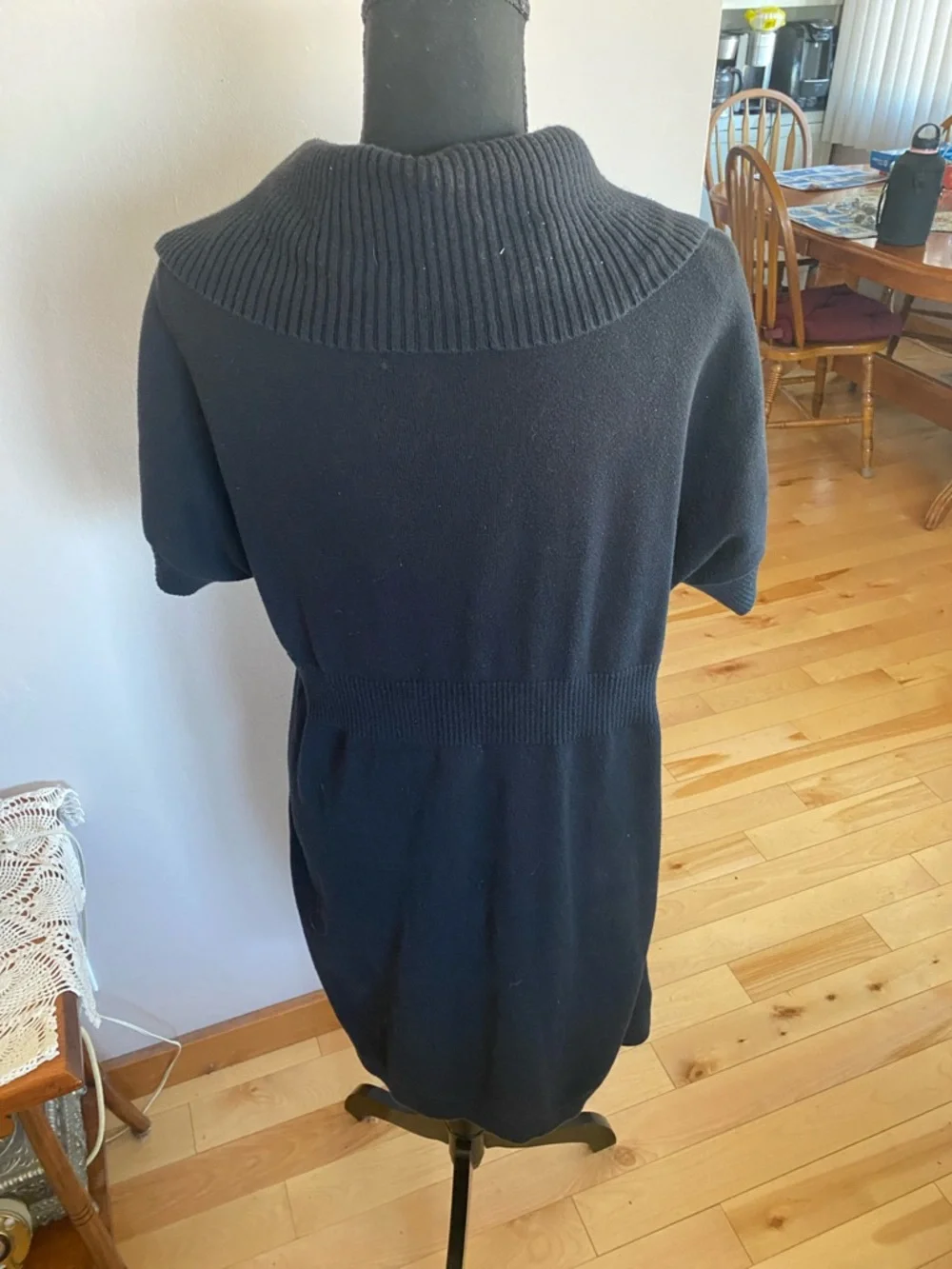 Denver Hayes Black Cowl Neck Sweater Dress with Button Accent - Picture 3 of 5